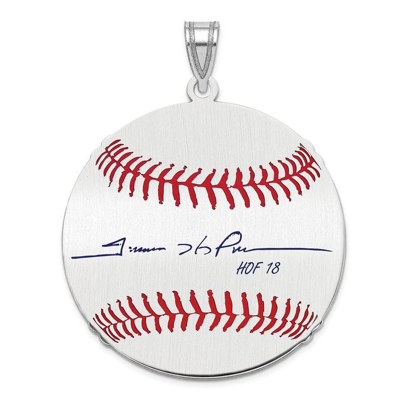 Sterling Silver Trevor Hoffman Signature Lg Enamel Baseball Pendant
